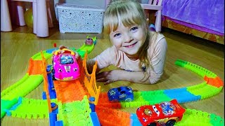 Супер ТРЕК с машинками для девочек ГОНКИ Гибкая дорога Мосты Большое путешествие
