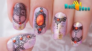 Дизайн ногтей ШЕЛЛАКОМ с Кружевом  "Сказки Шахерезады" | Узоры на ногтях | Урок росписи ногтей