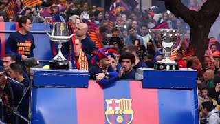 Barcelona celebrate their 25th La Liga title with fans