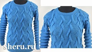 Супер стильный свитер с драпировкой спицами Урок 215