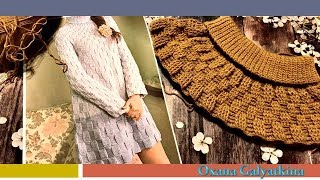 Платье крючком узор " Шахматы".Воротник резинка.Круглая кокетка.Часть 1