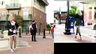 Tgirl  Sexy French Maid Public Outside and Inside Matty Caff Crossdresser