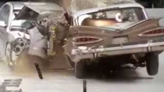 Crash Test 1959 Chevrolet Bel Air VS. 2009 Chevrolet Malibu (Frontal Offset) IIHS 50th Anniversary