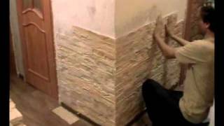 Укладка тонкого камня Zikam Stone в обычной квартире (installation slim artificial stone)