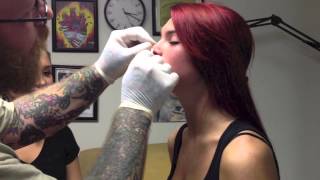 Sara Getting Her Septum & Tattoo.