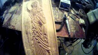 РЕЗЬБА ПО БЕРЁЗЕ, МЕРНАЯ ИКОНА СВЯТАЯ ВИКТОРИЯ НИКОМИДИЙСКАЯ.CARVING ON THE BIRCH, THE ICON .