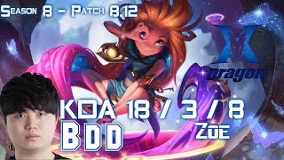 KZ BDD ZOE vs MASTER YI Mid - Patch 8.12 KR Ranked