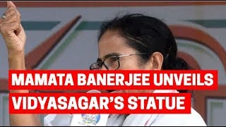 Mamata Banerjee unveils Vidyasagar’s statue vandalised in pre-poll clash last month
