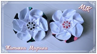 Цветы из репсовой ленты 4 см/Канзаши МК/DIY