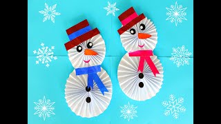 DIY Снеговик из бумаги своими руками.Новогодние поделки. Muñeco de nieve de papel.  Paper Snowman.