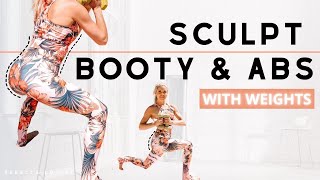 Sculpt BOOTY & ABS no equipment (at home 8 minute workout)