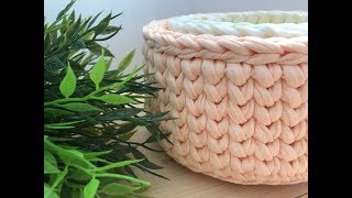 Трикотажная пряжа. Корзинка крючком  из трикотажной пряжи + обзор пряжи Нobbius