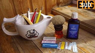 403 ZY Straight Edge Razor, Sedef, NSC Shaving Soap Birch, Yaqi 26 мм Moka Express, Weleda бритьё