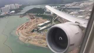 United Airlines Boeing 777-200ER takeoff from Hong Kong - Businessfirst -  to Newark - Engine View