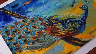 Speed paint . Пишем маслом и мастихином павлина