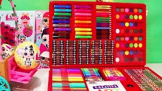 Giant Coloring Set & Blind Bags ! Toys and Dolls Fun Learning Activities for Children | SWTAD Kids