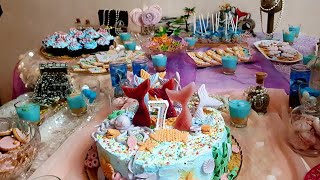 تحضيرات عيد الميلاد بنتي طورطة على شكل حورية البحر  و أفكار بسيطة و مبتكرة للبوفي mermaid birthday