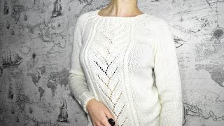 Как связать кофту спицами. Мастер класс. Реглан снизу с ростком. #Ажурныйнежняш