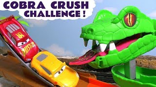 Disney Cars Toys McQueen Cars 3 Cobra Crush challenge with Hot Wheels Car and funny Funlings TT4U