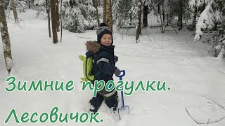 Ребёнок 2 года гуляет в зимнем лесу | A toddler is walking in the winter forest
