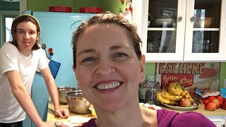 Mom and Teen Son cook plant-based meal together