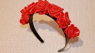 Ободок с РОЗАМИ КАНЗАШИ мастер класс / DIY Kanzashi