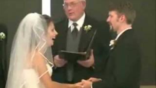 Bride really can't stop laughing during vows