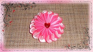 Зефирка канзаши на резинку, из ленты 2.5 см. МК/Kanzashi marshmallow elastic band, tape 2.5 cm. DIY