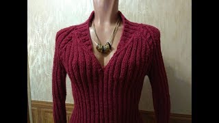 Платье круговыми спицами с рукавом реглан