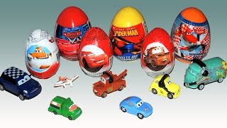 Pixar Cars surprise eggs Disney Pixar Zaini Planes Spiderman surprise Lightning McQueen Mater Dusty