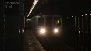 IND Queens Blvd Line: (M) and (R) Local Trains @ Northern Blvd (R46, R160A-1)