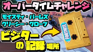 【フォートナイト】モイスティ・パームズとグリーシー・グローブにあるビジターの記録を回収する/時空を超えて オーバータイムチャレンジ【Fortnite】
