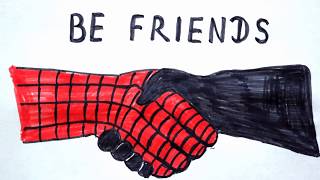 Handschlag zeichnen - Be Friends Drawing - How to draw Spiderman handshake - рисовать рукопожатие
