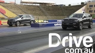Jeep SRT8 v AMG ML63 | Drag Race | Drive.com.au