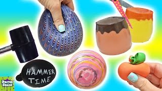 Cutting Open Squishy Toys! ALL Homemade! Surprise Squishy Pudding Stress Balls