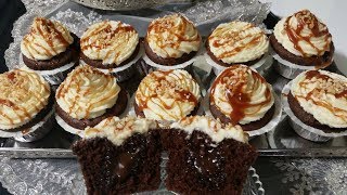 مادلين او كاب كيك خفيف و معلك بالكراميل و الكناش المخفوقة سهل و لذيذ cupcakes au caramel