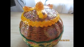 Шкатулка из газетных трубочек Покраска и Декупаж