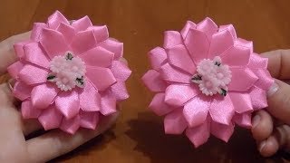 Цветочек на зажиме из ленты шириной 1 см