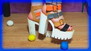 Plasticine crush barefoot and with high heels sandals
