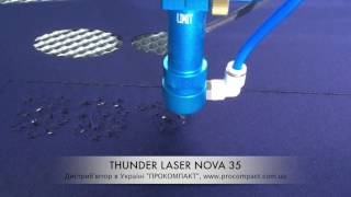 Лазерный резак THUNDER LASER NOVA 35. Перфорация ткани лазерным станком.