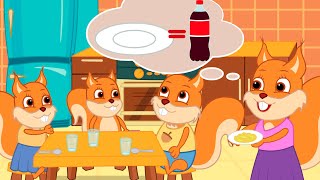 Famille d'Écureuil - Cola En Cadeau Animé 2021 en Français