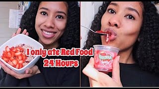I only ate Red Food for 24 hours Challenge!
