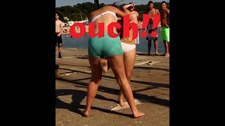 BIKINI GIRL FIGHT AT BEACH - SUPER KICK IN THE VULVA