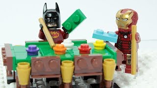 LEGO IRON MAN & BATMAN Brick Building Pool Table Superheroes Animation