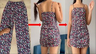 ¡SORPRENDENTE TRANSFORMACIÓN de ROPA! ???? TRANSFORM - RECYCLE Pants - How To Make EASY DRESS?