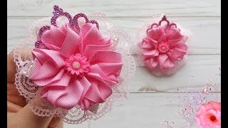 Репсовые бантики для принцесс. Канзаши МК./ Turnip bows for princesses.