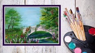 Уроки рисования  Рисуем картину Заброшенный мост Гуашью! #Dari_Art