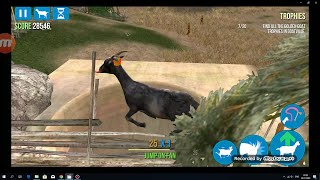 Шкодливый Козел бодается и прыгает на батуте в игре Симулятор козла