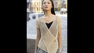 МК . Вязание крючком. Бежевый жилет из ажурной сетки. Узор.