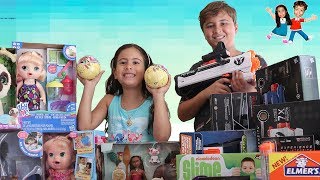 MOSTRANDO BRINQUEDOS DA BABY ALIVE, NERF, SLIME, MOANA - Opening Presents Toys and Gifts